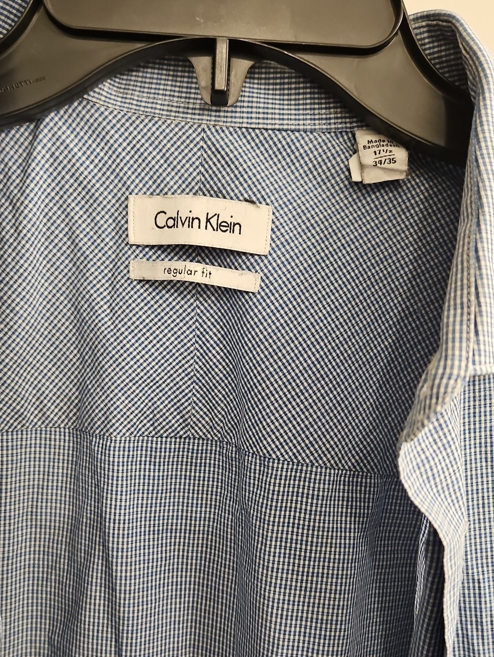 Calvin Klein Men’s Blue Check Regular Fit Dress Shirt